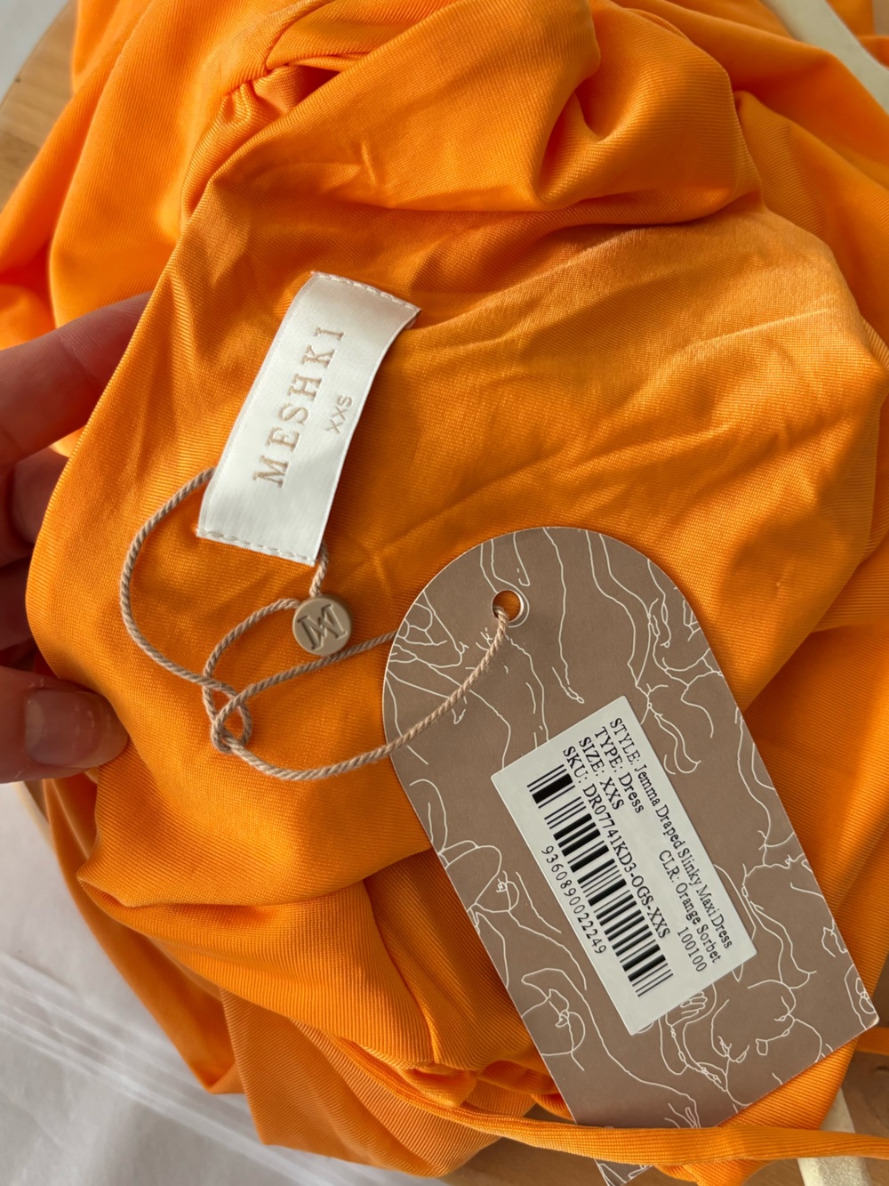 NWT Meshki Jemma Orange Sherbert Stretch Dress Cut Out Maxi Dress - Picture 5 of 7